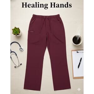 Healing Hands Wine Color Scrub Bottoms Large Tall